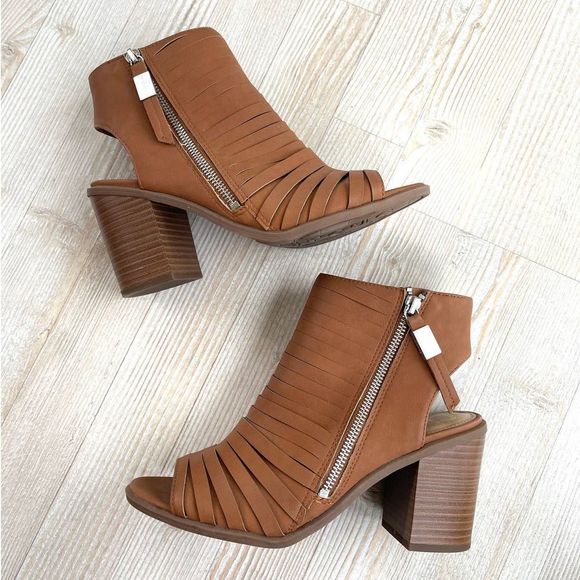 Circus by Sam Edelman Shoes - Circus by Sam Edelman Kesler Open Toe Block Heel Ankle Boots | Tan Size 8.5